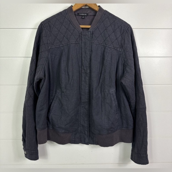 Women’s Torrid Navy Quilted Jacket Size 00 = 10 M/L EUC - Picture 1 of 8